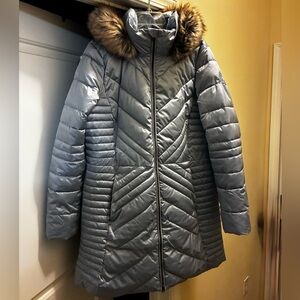 Lands' End Insulated Plush Lined Winter Coat/Silver Blue/TALL L (14/16)